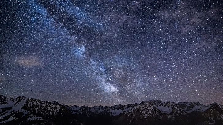 Natur, Berge, Milchstraße, Himmelslandschaft, sternenklare Nacht, HD-Hintergrundbild