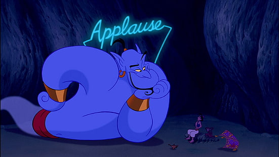 Aladdin Genie Applåder Anden i den magiska lampan kommer att uppfylla Aladdins tre önskningar Bakgrund Hd 2560 × 1440, HD tapet HD wallpaper