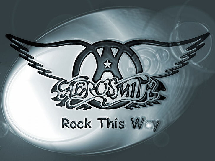 Aerosmith, szare logo Aerosmith, muzyka, zespół rockowy, zespół, Tapety HD