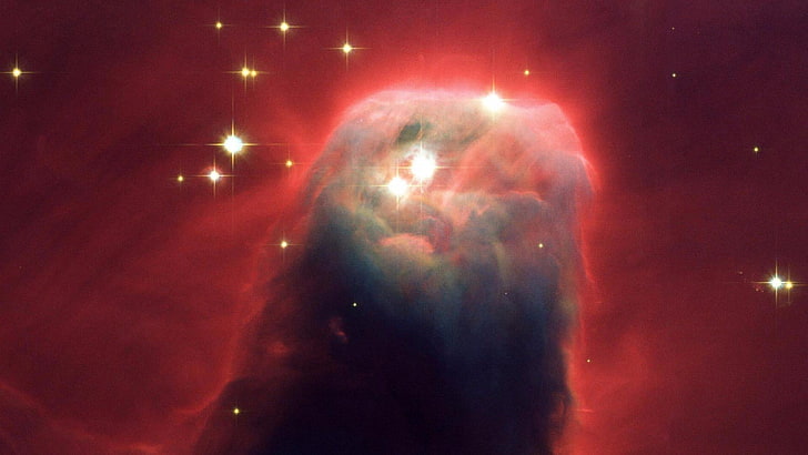 nebula, monoceros, constellation, cone nebula, bright, space, red, HD wallpaper