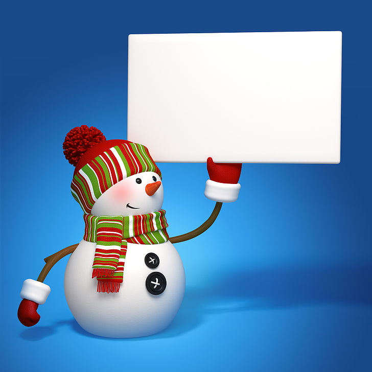 snowman illustration, snowman, christmas, new year, cute, banner, HD wallpaper