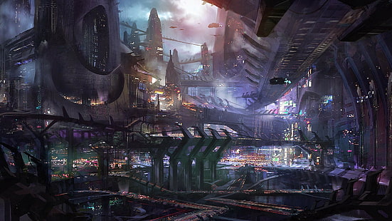 futuristic, science fiction, futuristic city, city, HD wallpaper HD wallpaper