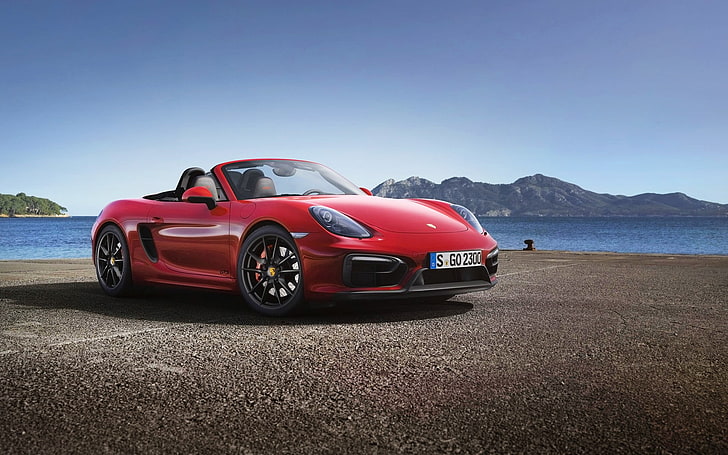 червено купе, Porsche, кола, Porsche Boxster GTS, червени автомобили, превозно средство, HD тапет
