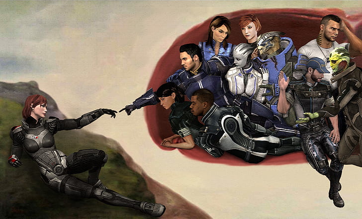 Mass Effect, Mass Effect 3, Эшли Уильямс, коммандер Шепард, Гаррус Вакариан, Джейкоб Тейлор, Джеймс Вега, Кайдан Аленко, Лиара Т'Сони, Тэйн Криос, HD обои
