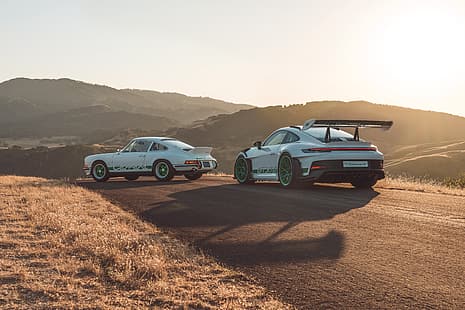 911, Porsche, vista posteriore, Porsche 911 GT3 RS, Porsche 911 Carrera RS, Omaggio a Carrera RS, Sfondo HD HD wallpaper