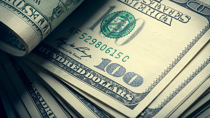 100 lot dolar AS, uang kertas, hijau, uang, dolar, tinta, Wallpaper HD