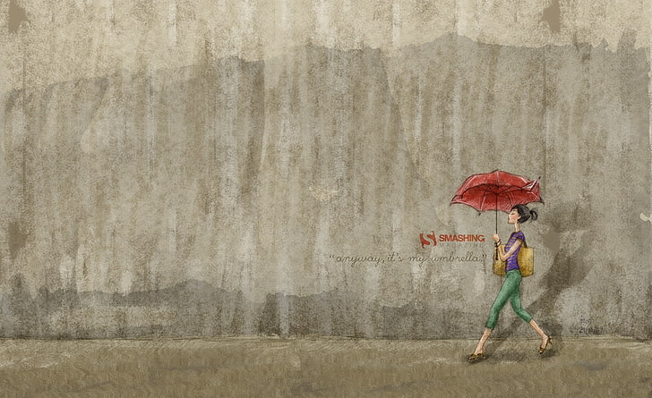 Umbrella, woman holding red umbrella vector art, Artistic, Drawings, Girl, Umbrella, anyway it's my umbrella, HD wallpaper
