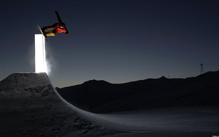 snowboarding, sport, night, HD wallpaper