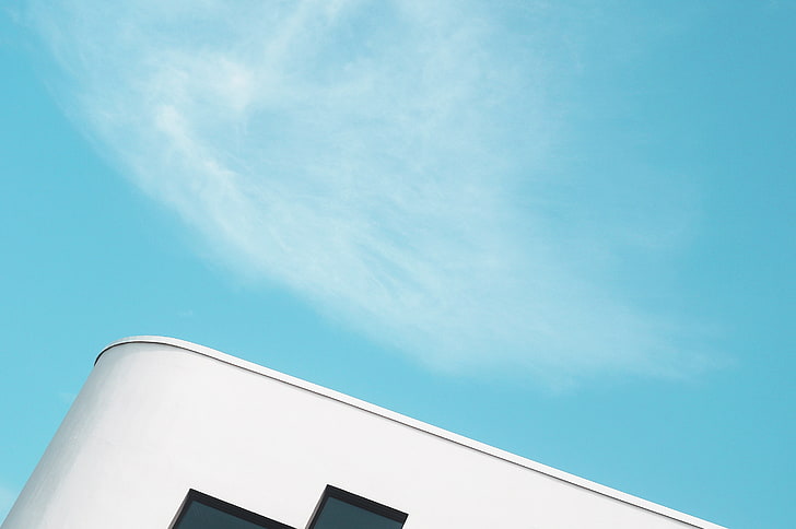 rumah beton putih, arsitektur, minimalis, langit cerah, langit, Wallpaper HD