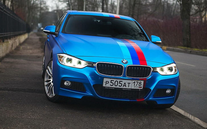 ด้านหน้ารถ BMW 335i xDrive, สีน้ำเงิน bmw m-series, 335i, xdrive, ด้านหน้า, วอลล์เปเปอร์ HD