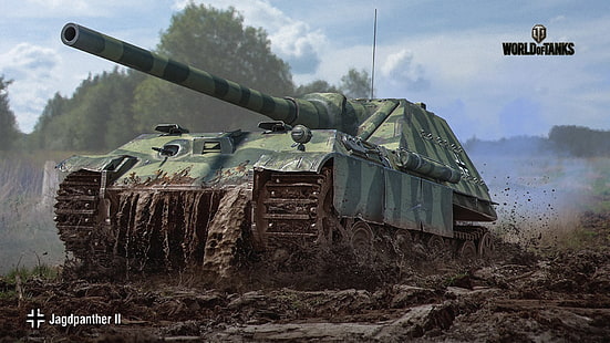 World of Tanks Jagdganther II tank illustration, SAU, WoT, World of Tanks, German, Wargaming, Jagdpanther II, HD wallpaper HD wallpaper
