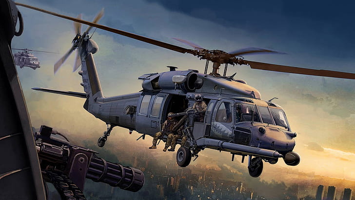 elicottero, Sikorsky, HH-60G, Pave Hawk, US Air Force, elicottero di ricerca e salvataggio, Sfondo HD