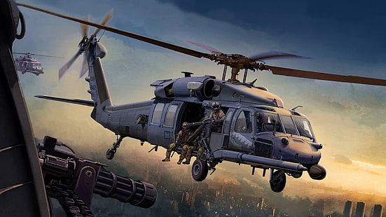 хеликоптер, Sikorsky, HH-60G, Pave Hawk, ВВС на САЩ, хеликоптер за търсене и спасяване, HD тапет HD wallpaper