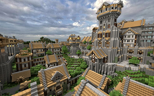 Minecraft Castle HD, видеоигры, замок, майнкрафт, HD обои HD wallpaper