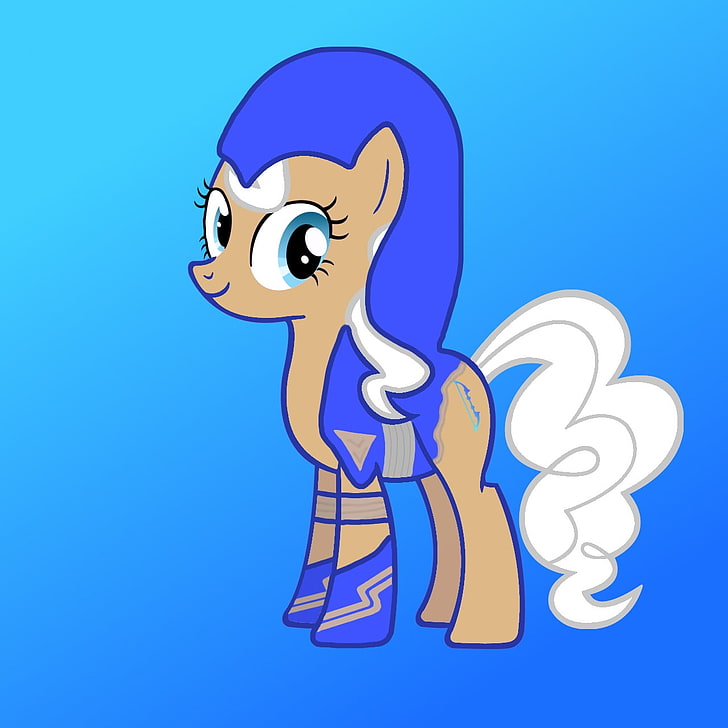 niebiesko-brązowa ilustracja Little Poly, Pinkie Pie, Ashe, My Little Pony, grafika fanów, Tapety HD