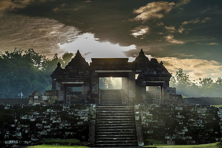 Templos, Ratu Boko, Indonésia, Java (Indonésia), Templo, HD papel de parede