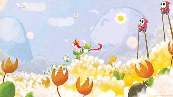 Yoshi, Super Mario, Yoshis Insel, Super Mario World 2, Videospiele, HD-Hintergrundbild HD wallpaper