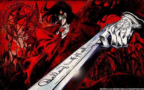 game application wallpaper, Anime, Hellsing, Alucard (Hellsing), Gun, Vampire, HD wallpaper HD wallpaper