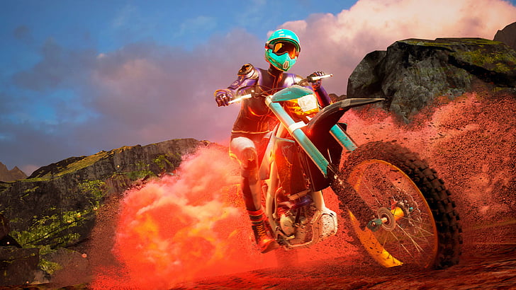 person riding motocross dirt bike poster, Moto Racer 4, Gamescom 2016, race, bikes, best games, pc, ps4, xbox one, HD wallpaper