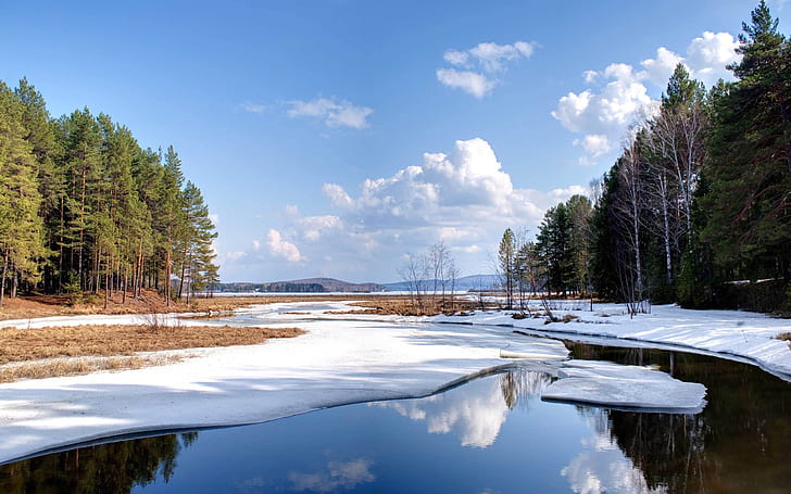 Naturlandschaftsschnee-Winter-Seewasser, Natur, Landschaft, Schnee, Winter, See, Wasser, HD-Hintergrundbild