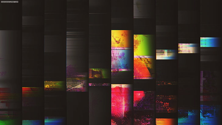 wallpaper berwarna-warni, seni kesalahan, abstrak, garis, LSD, gelap, hitam, Wallpaper HD