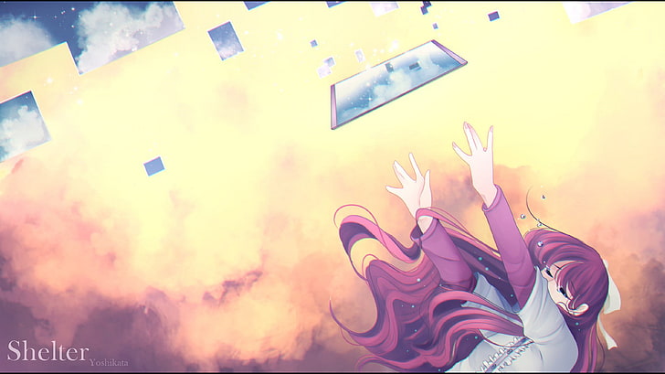 Video perlindungan, Yoshikata, Rin (Penampungan), rambut merah muda, rambut panjang, menangis, Wallpaper HD