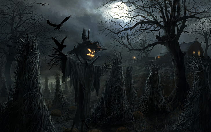 Pumpkin Scarecrow, scarecrow illustration, pumpkin, scarecrow, holidays, HD wallpaper