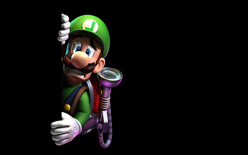 Luigi, Luigis Mansion, Luigis Mansion: Dark Moon, Mario Bros., Nintendo, Simple Background, videogiochi, Sfondo HD HD wallpaper