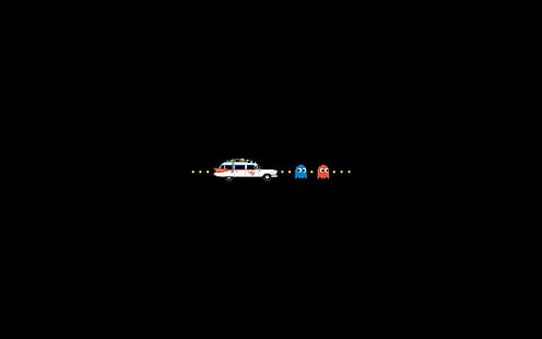 Ghostbuster van, гоняющийся за призраками Pac-Man, игровое приложение Packman, минималистичный, 1920x1200, автомобиль, призрак, pac-man, охотники за привидениями, HD обои HD wallpaper