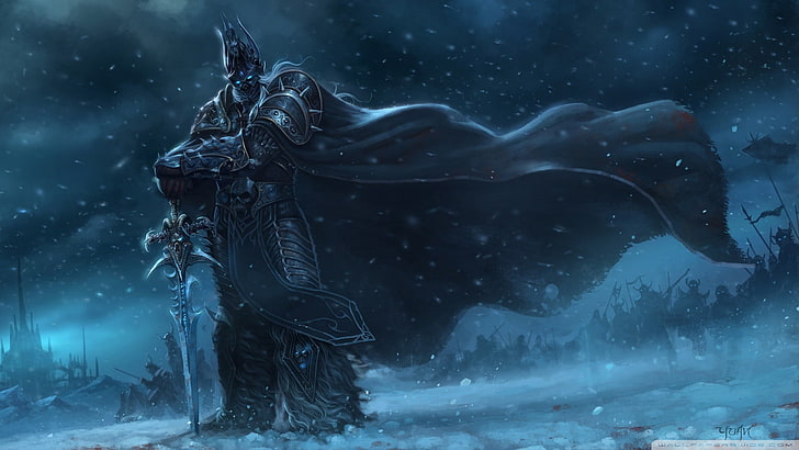 gladiatore nero, World of Warcraft, Arthas, videogiochi, World of Warcraft: Wrath of the Lich King, Sfondo HD