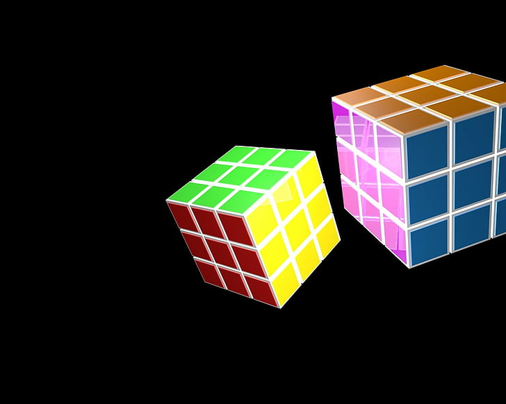 Кубик Рубика, разноцветный, стекло, куб, HD обои