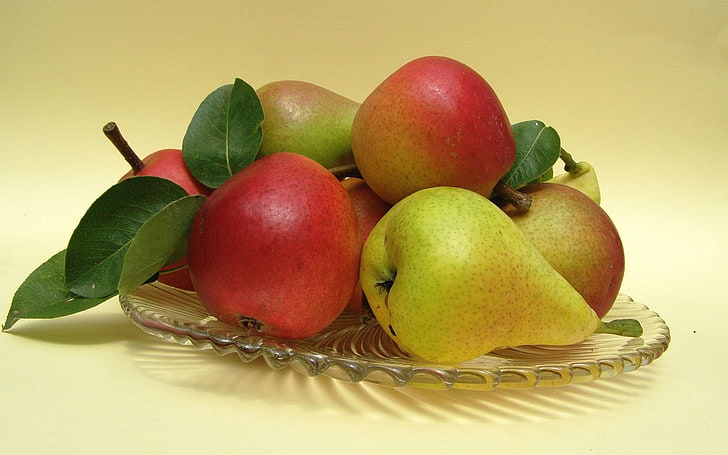 bunch of fruits, pears, apples, fruit, ripe, HD wallpaper