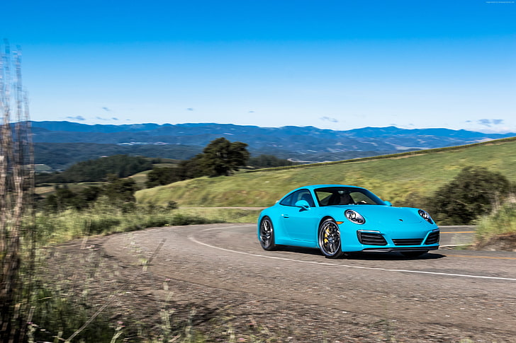 azul, Porsche 911 Carrera 4S Coupe, HD papel de parede