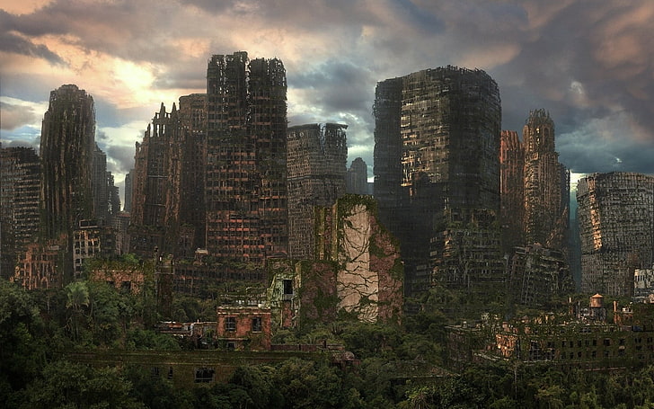 edifícios de concreto cinza e marrom, apocalíptico, cidade, cidade de Nova York, Crysis 3, videogames, HD papel de parede