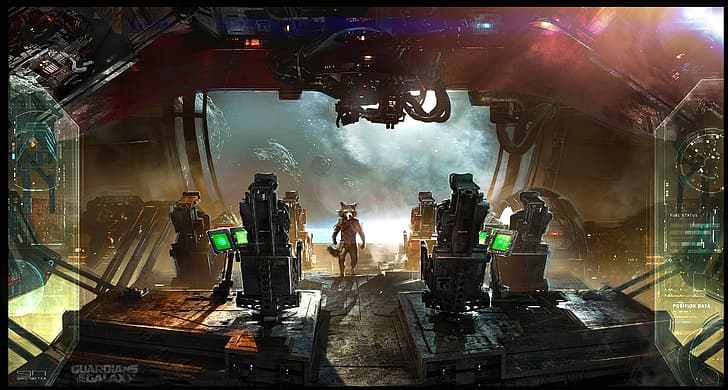 George Hull, Guardians of the Galaxy, Rocket Raccoon, Raumschiff, Konzeptkunst, digitale Kunst, Science-Fiction, HD-Hintergrundbild