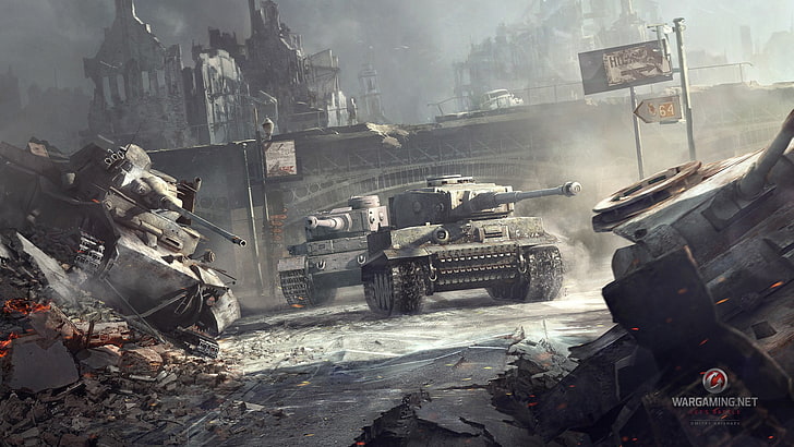 خلفية رقمية للعبة World of Tanks ، دبابة ، Tiger I ، عالم الدبابات ، ألعاب فيديو ، مناورات ، مركبة ، خراب، خلفية HD