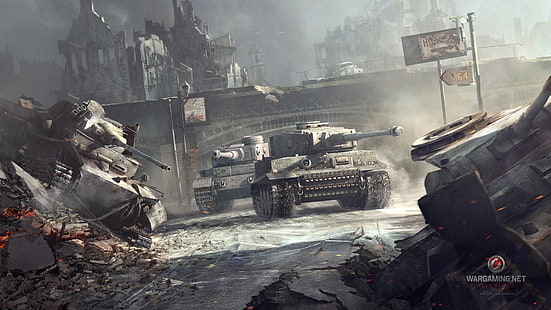 World of Tanks игра цифровые обои, танк, Tiger I, World of Tanks, видеоигры, wargaming, средство передвижения, крушение, HD обои HD wallpaper