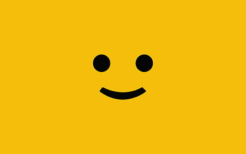 smiley face emoticon wallpaper, LEGO, minimalism, yellow, smiley, yellow background, HD wallpaper HD wallpaper