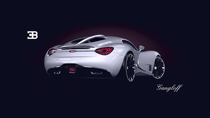 white Bugatti super car, Concept, Bugatti, The concept, Sports car, Sportcar, Gangloff, HD wallpaper