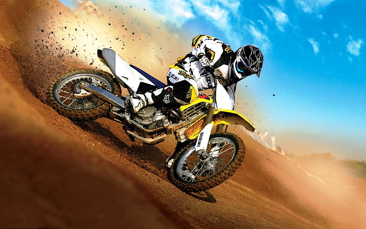 motocross, Suzuki, sport automobile, course, sport, véhicule, Fond d'écran HD