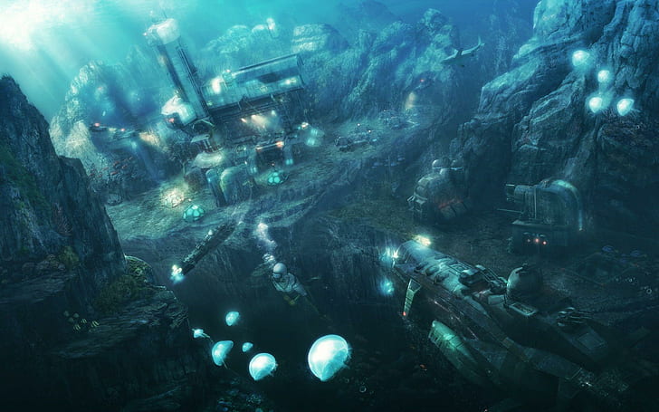 Anno 2070, серая подводная лодка, игры, 1920x1200, anno 2070, HD обои