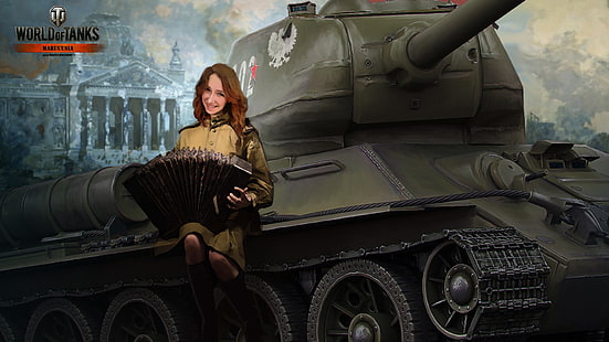 World of Tanks wallpaper, Mädchen, Panzer, Panzer, Bajan, WoT, World of Tanks, T-34-85, Wargaming.Net, BigWorld, Nikita Bolyakov, HD-Hintergrundbild HD wallpaper