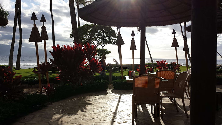 Hawaii, patio, tiki, tropicale, Sfondo HD
