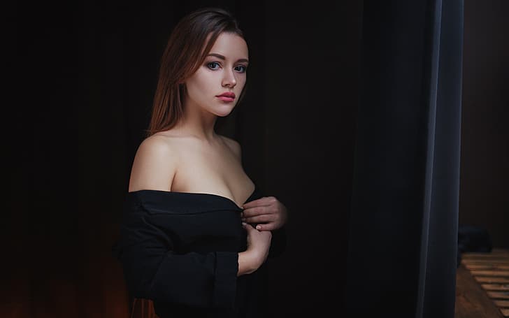 chest, Girl, shoulders, Alena, Sergey Zhirnov, HD wallpaper