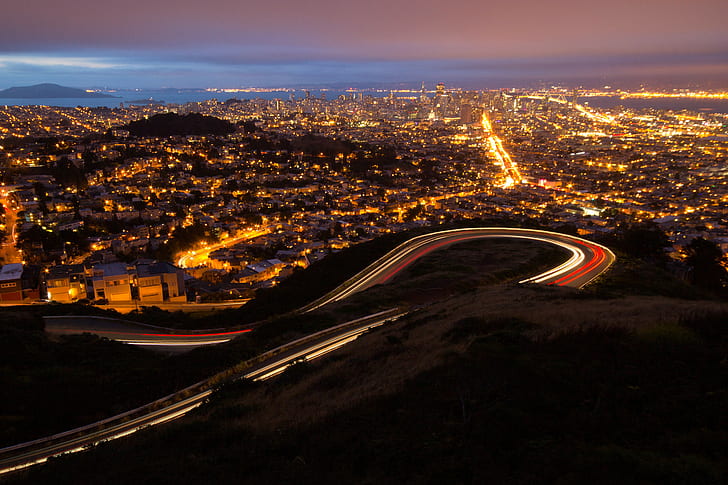 USA, California, San Francisco, city lights photography, USA, city, California, San Francisco, a city, HD wallpaper