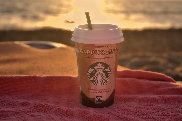 Starbucks cappuccino disposable cup, starbucks, coffee, cappuccino, glass, HD wallpaper
