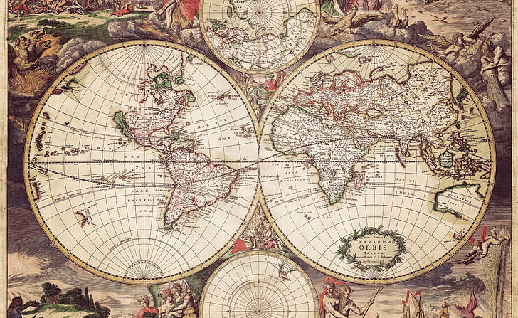 Gammal jordkarta, Mappe Monde världskarta, målning, resor, kartor, jordkarta, gammal jordkarta, HD tapet