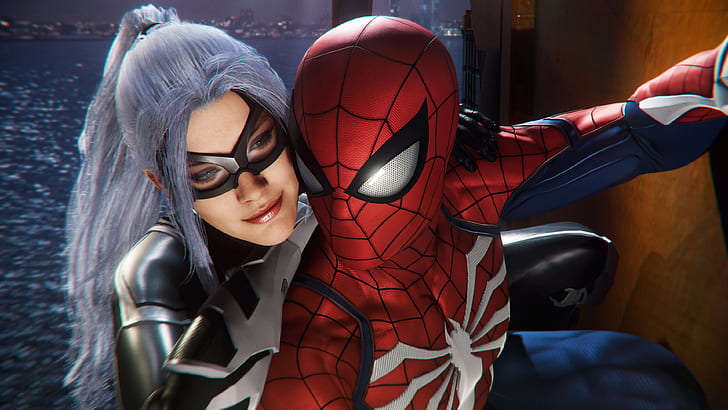 Spider-Man and Black Cat 4K ، أسود ، سبايدر مان ، وكات، خلفية HD