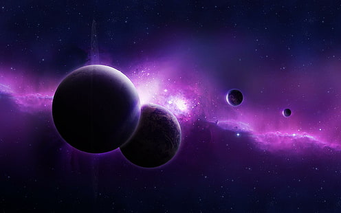 Фиолетовая вселенная, фиолетовый, вселенная, цифровая вселенная, HD обои HD wallpaper