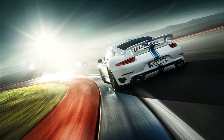 2014 TechArt Porsche 911 Turbo S 2, бял спортен автомобил, porsche, turbo, techart, 2014, автомобили, HD тапет